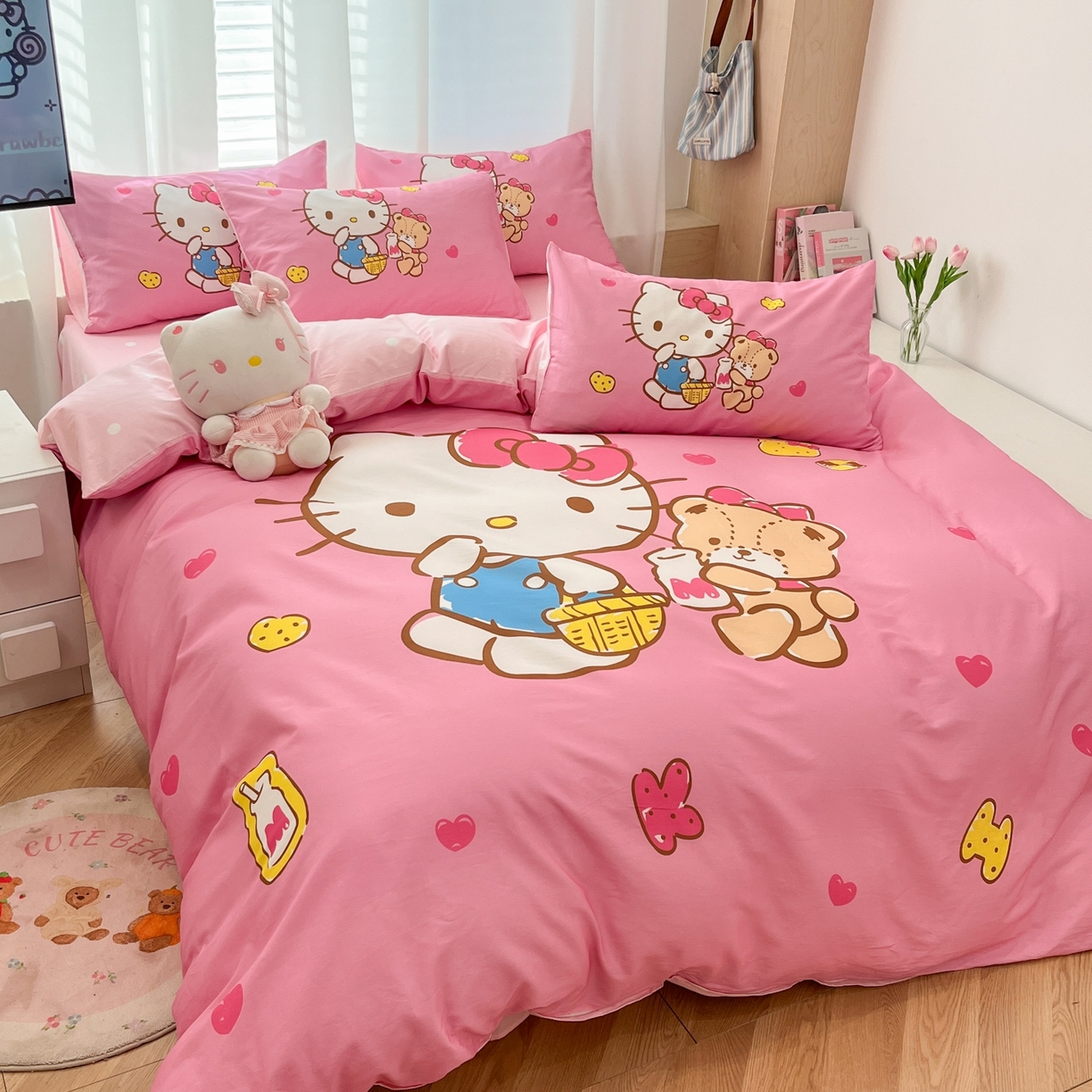 91家纺网 家纺一手货源 找家纺 孩子王家纺 2026新款卡通全棉纯棉正版授权大版三丽鸥系列四件套 温柔kt