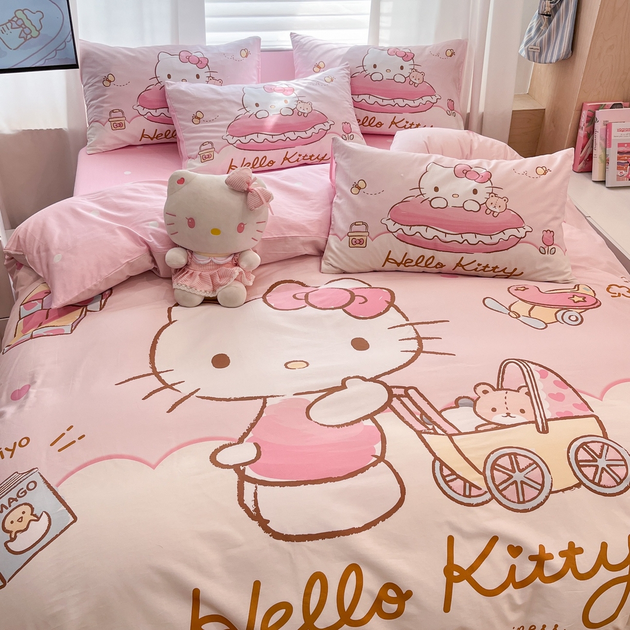 91家纺网 家纺一手货源 找家纺 孩子王家纺 2026新款卡通全棉纯棉正版授权大版三丽鸥系列四件套 香香kt