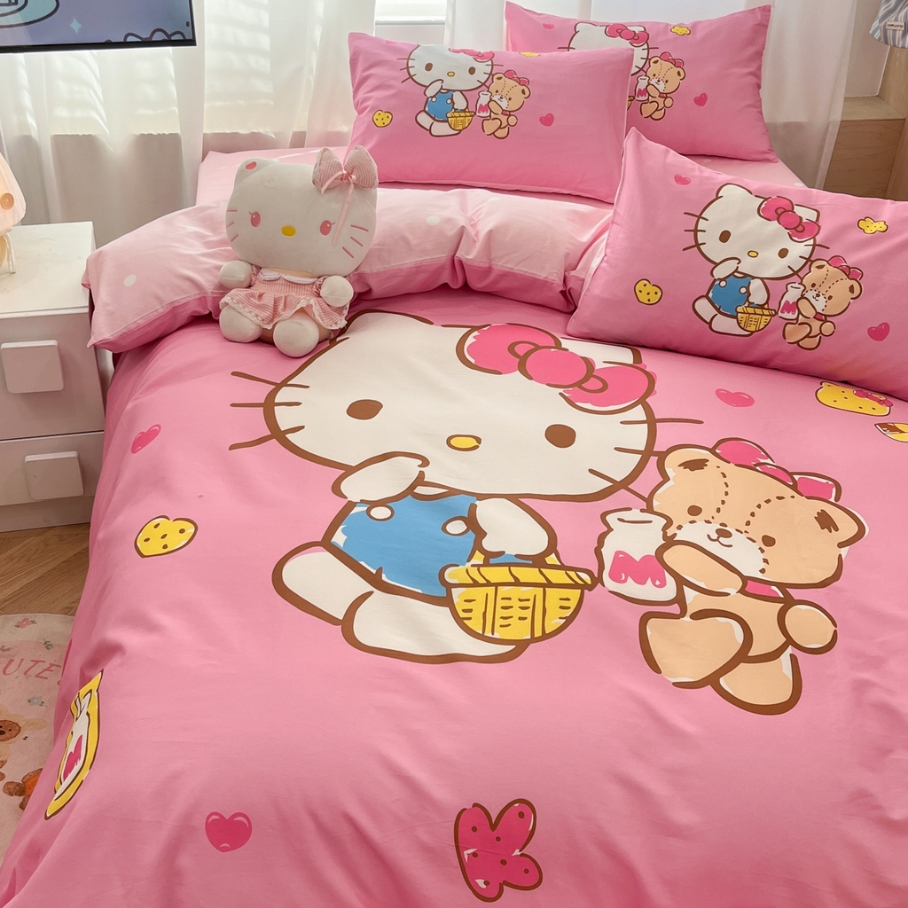 91家纺网 家纺一手货源 找家纺 孩子王家纺 2026新款卡通全棉纯棉正版授权大版三丽鸥系列四件套 温柔kt