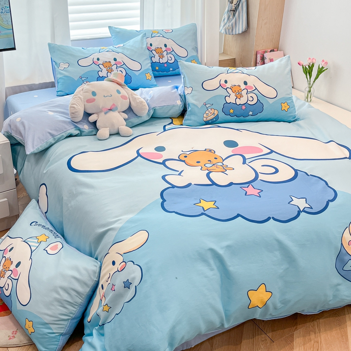 91家纺网 家纺一手货源 找家纺 孩子王家纺 2026新款卡通全棉纯棉正版授权大版三丽鸥系列四件套 棉花糖大耳狗