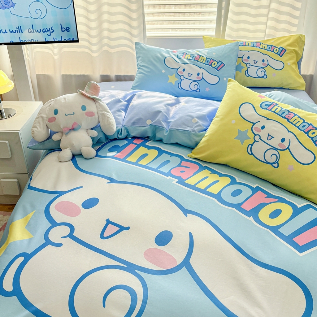 91家纺网 家纺一手货源 找家纺 孩子王家纺 2026新款卡通全棉纯棉正版授权大版三丽鸥系列四件套 星光大耳狗