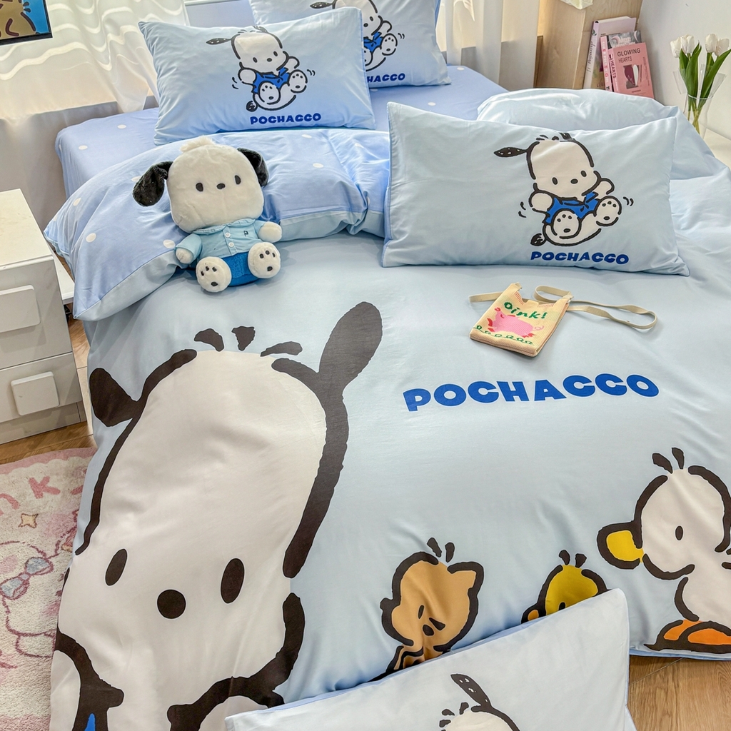 91家纺网 家纺一手货源 找家纺 孩子王家纺 2026新款卡通全棉纯棉正版授权大版三丽鸥系列四件套 童年帕恰