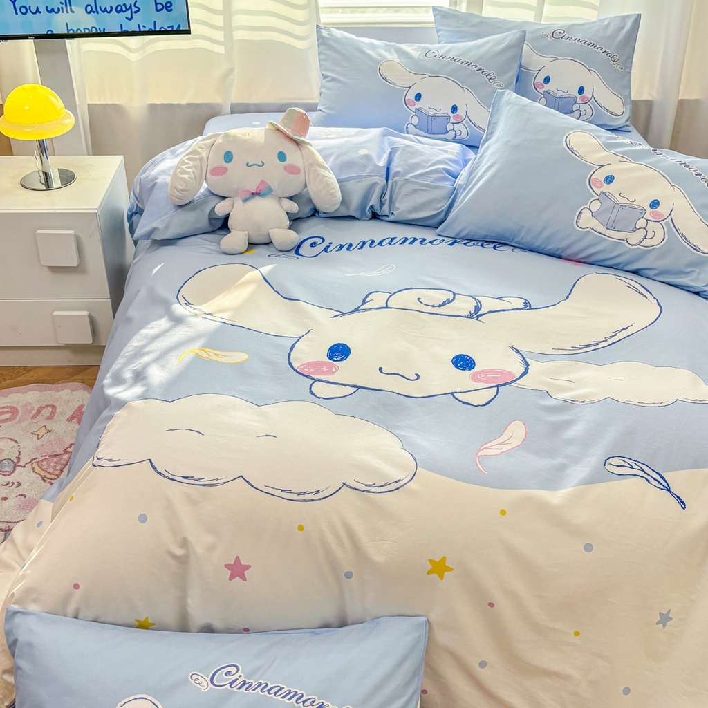 91家纺网 家纺一手货源 找家纺 孩子王家纺 2026新款卡通全棉纯棉正版授权大版三丽鸥系列四件套 欢乐大耳狗