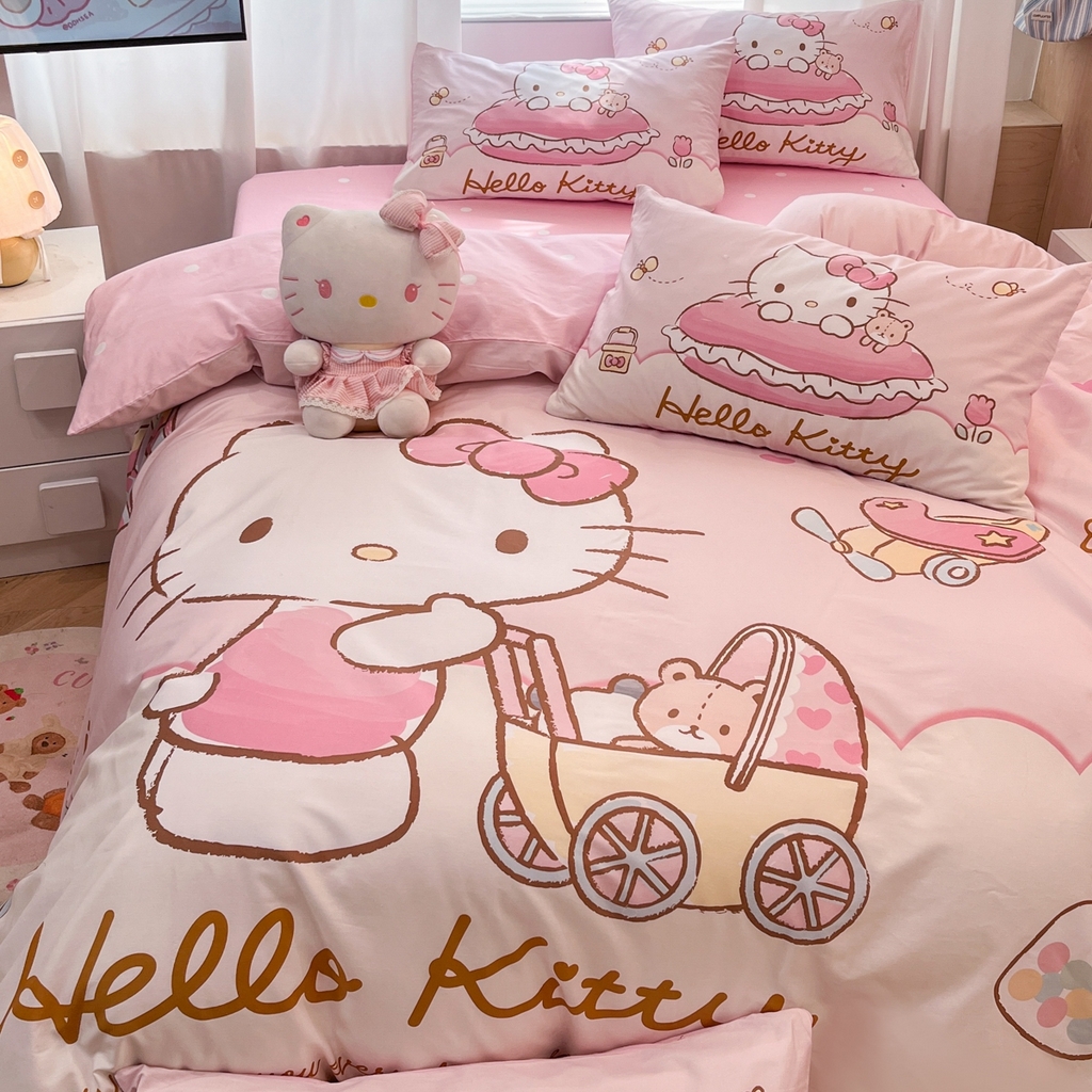 91家纺网 家纺一手货源 找家纺 孩子王家纺 2026新款卡通全棉纯棉正版授权大版三丽鸥系列四件套 香香kt