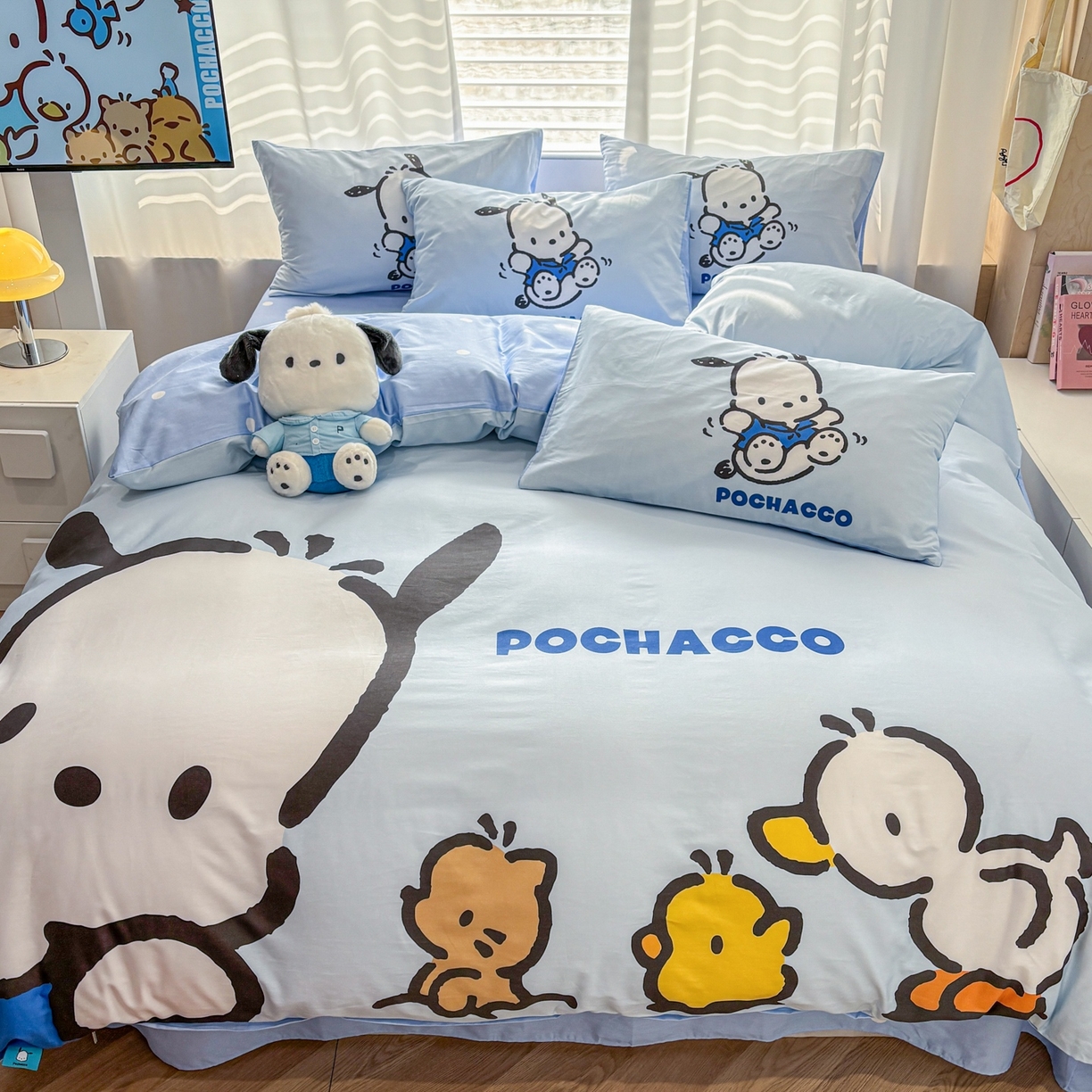 91家纺网 家纺一手货源 找家纺 孩子王家纺 2026新款卡通全棉纯棉正版授权大版三丽鸥系列四件套 童年帕恰