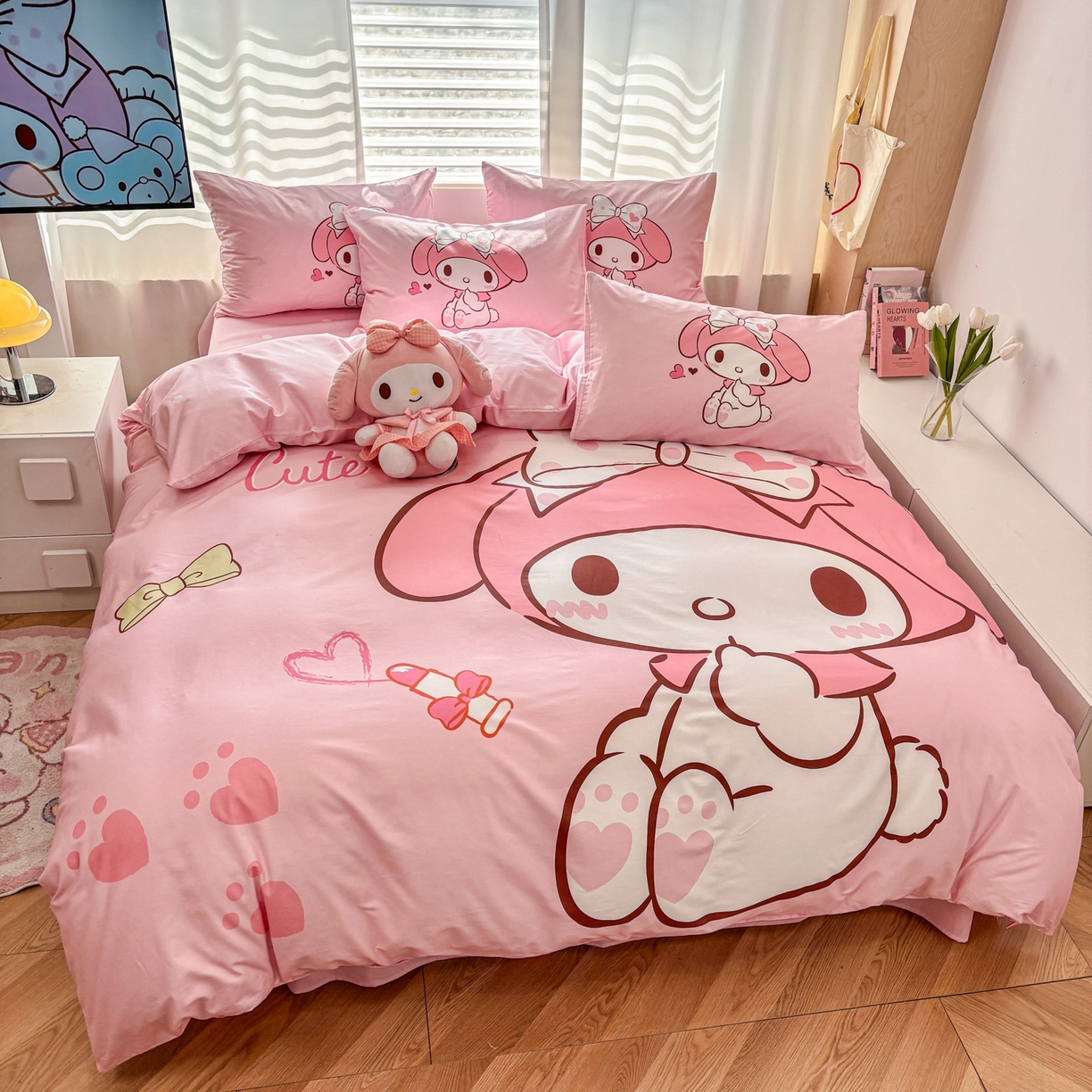 91家纺网 家纺一手货源 找家纺 孩子王家纺 2026新款卡通全棉纯棉正版授权大版三丽鸥系列四件套 仙仙美乐蒂