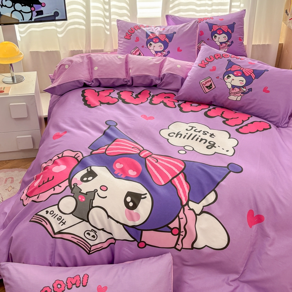 91家纺网 家纺一手货源 找家纺 孩子王家纺 2026新款卡通全棉纯棉正版授权大版三丽鸥系列四件套 睡梦库洛米