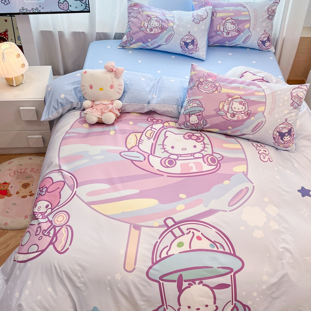 91家纺网 家纺一手货源 找家纺 孩子王家纺 2026新款卡通全棉纯棉正版授权大版三丽鸥系列四件套 梦幻家族