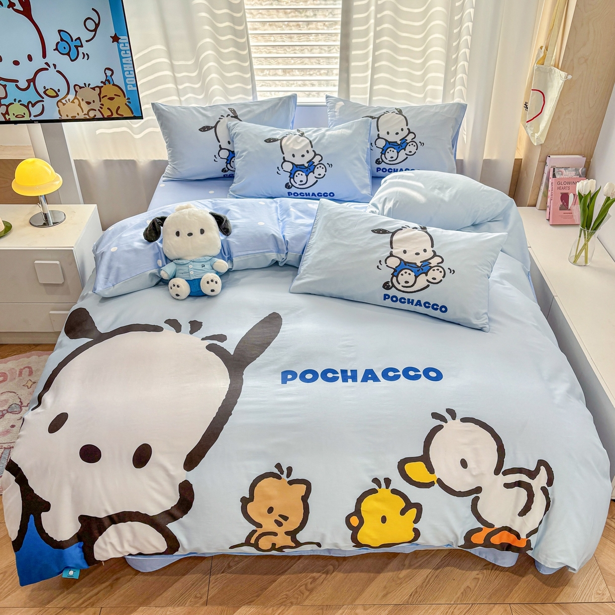 91家纺网 家纺一手货源 找家纺 孩子王家纺 2026新款卡通全棉纯棉正版授权大版三丽鸥系列四件套 童年帕恰