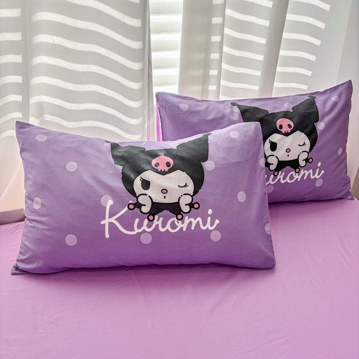 91家纺网 家纺一手货源 找家纺 孩子王家纺 2026新款卡通全棉纯棉正版授权大版三丽鸥系列四件套 圆点库洛米