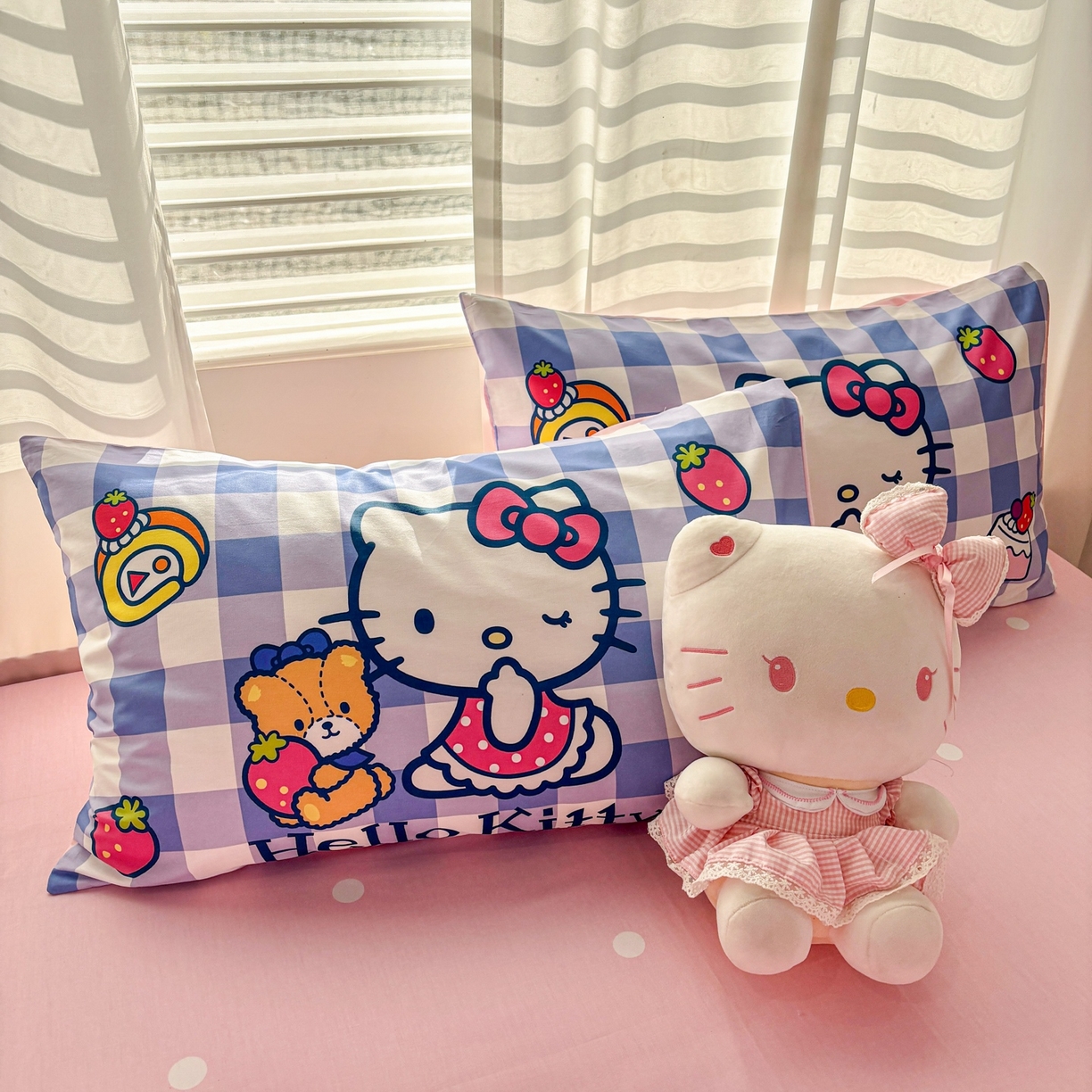 91家纺网 家纺一手货源 找家纺 孩子王家纺 2026新款卡通全棉纯棉正版授权大版三丽鸥系列四件套 格子乐园