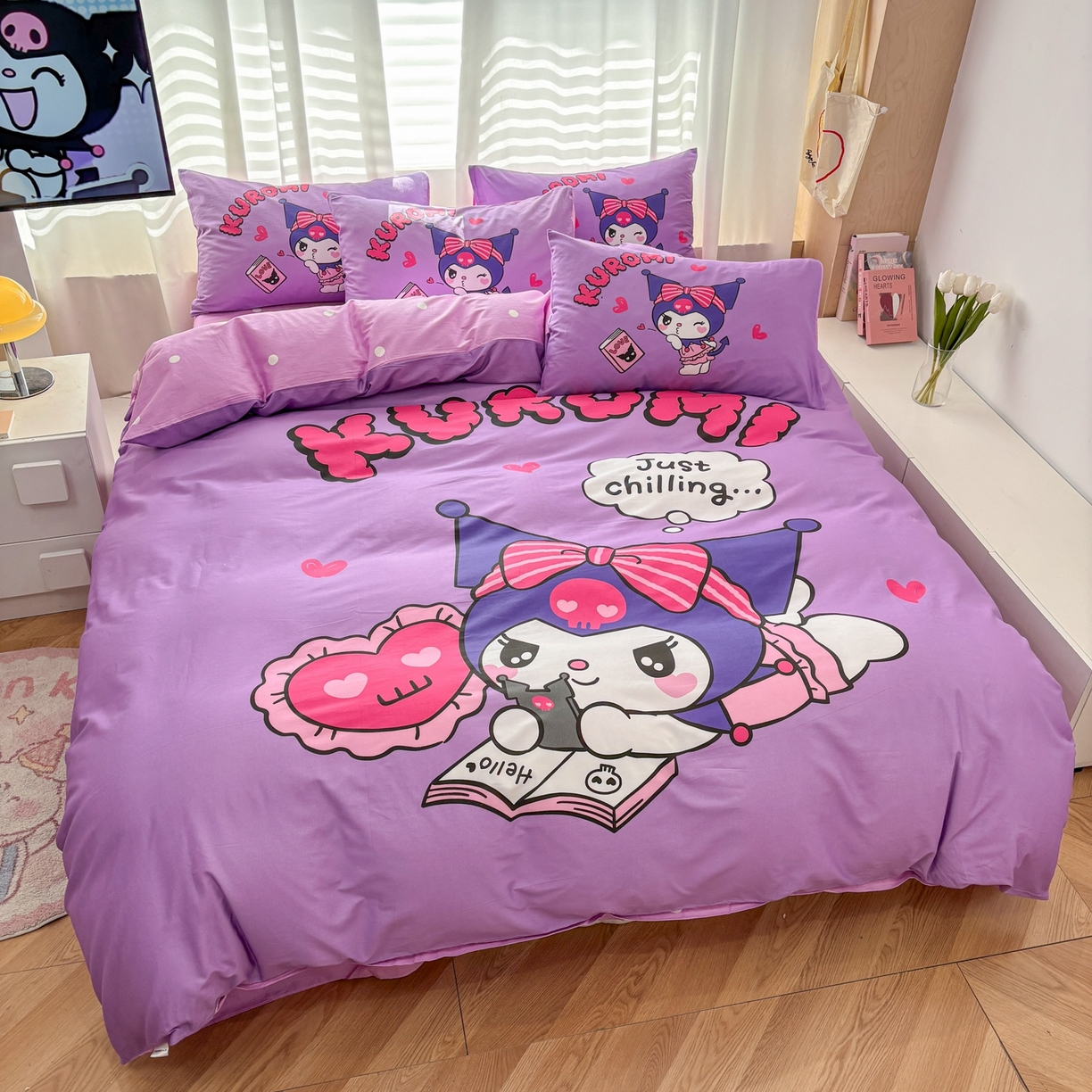 91家纺网 家纺一手货源 找家纺 孩子王家纺 2026新款卡通全棉纯棉正版授权大版三丽鸥系列四件套 睡梦库洛米