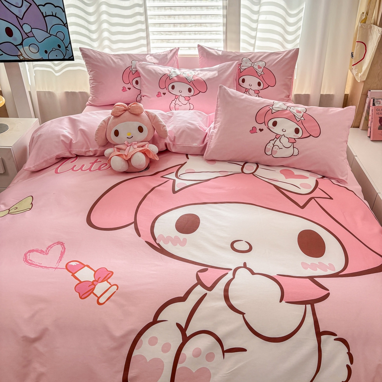 91家纺网 家纺一手货源 找家纺 孩子王家纺 2026新款卡通全棉纯棉正版授权大版三丽鸥系列四件套 仙仙美乐蒂