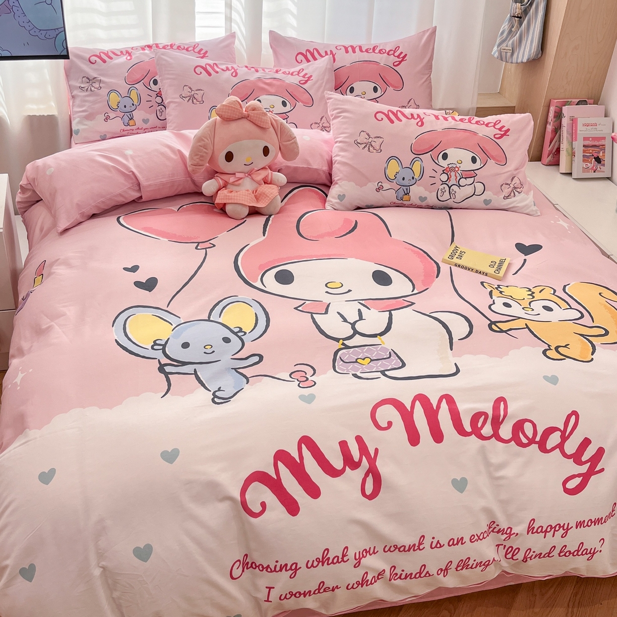 91家纺网 家纺一手货源 找家纺 孩子王家纺 2026新款卡通全棉纯棉正版授权大版三丽鸥系列四件套 卡哇伊美乐蒂