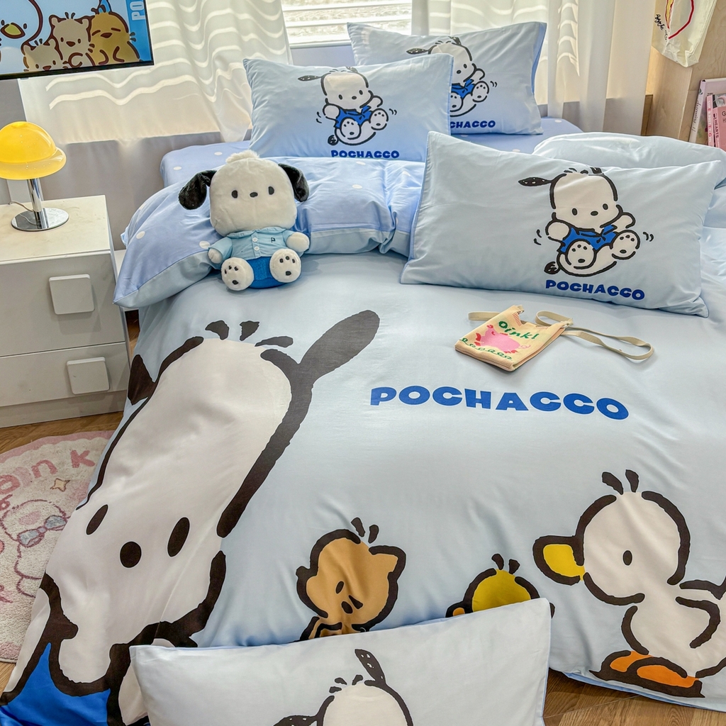 91家纺网 家纺一手货源 找家纺 孩子王家纺 2026新款卡通全棉纯棉正版授权大版三丽鸥系列四件套 童年帕恰