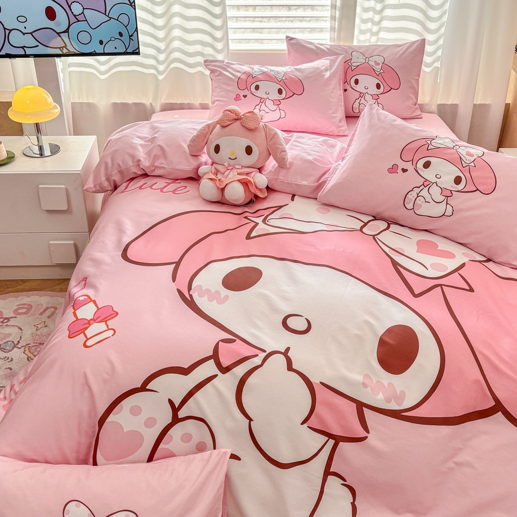 91家纺网 家纺一手货源 找家纺 孩子王家纺 2026新款卡通全棉纯棉正版授权大版三丽鸥系列四件套 仙仙美乐蒂