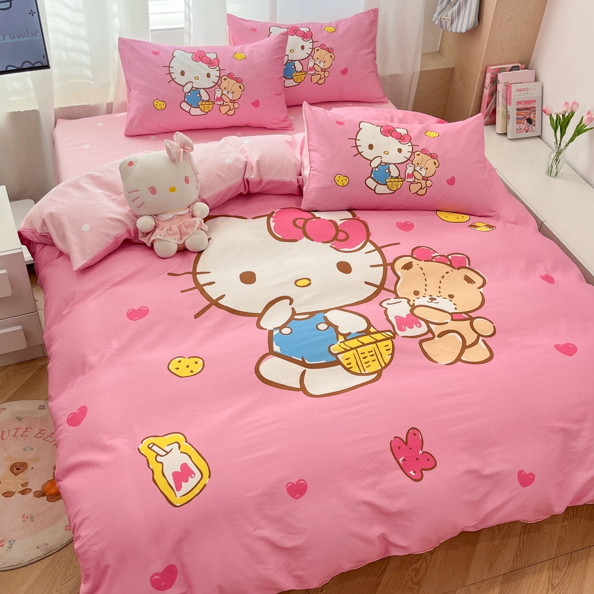 91家纺网 家纺一手货源 找家纺 孩子王家纺 2026新款卡通全棉纯棉正版授权大版三丽鸥系列四件套 温柔kt