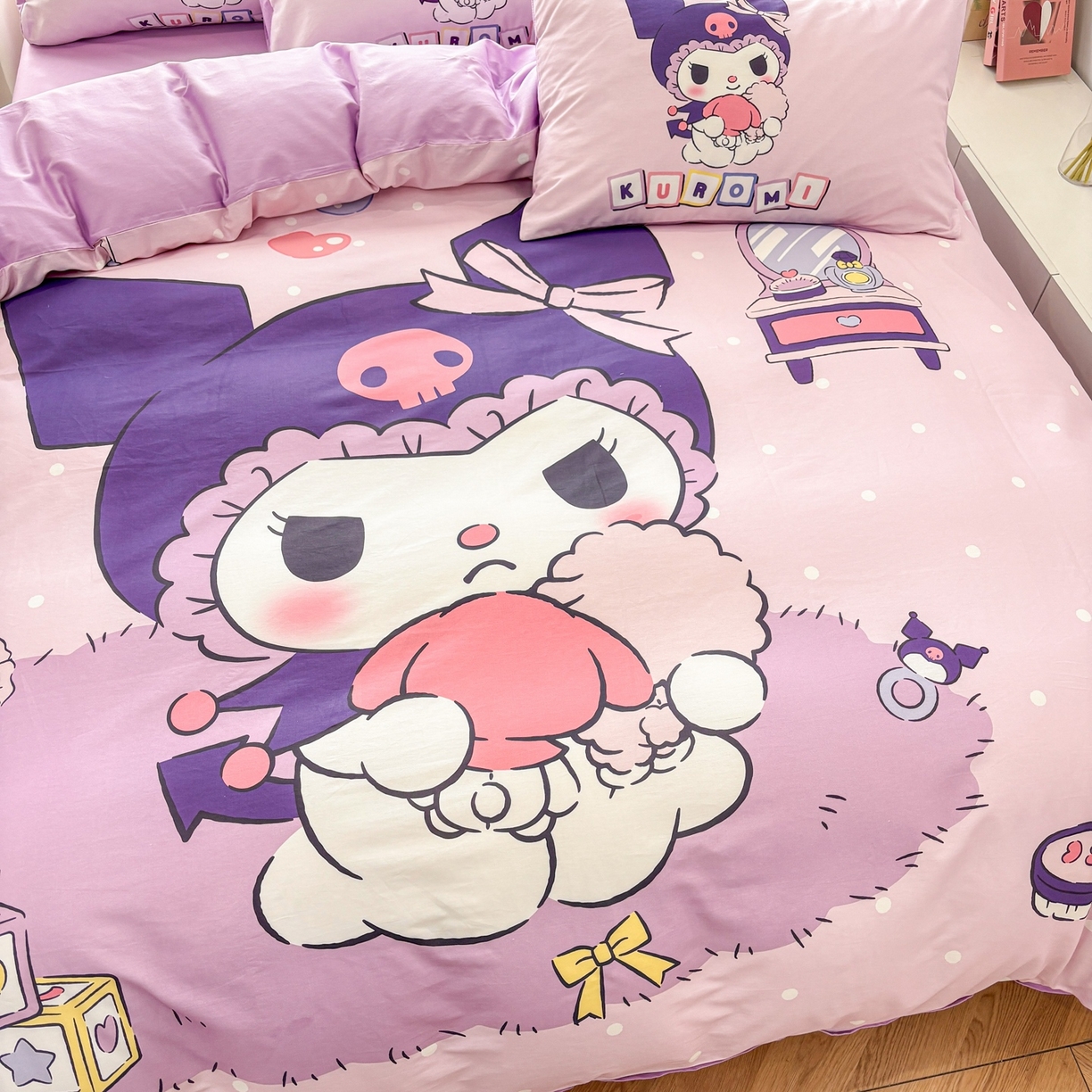 91家纺网 家纺一手货源 找家纺 孩子王家纺 2026新款卡通全棉纯棉正版授权大版三丽鸥系列四件套 美妆库洛米