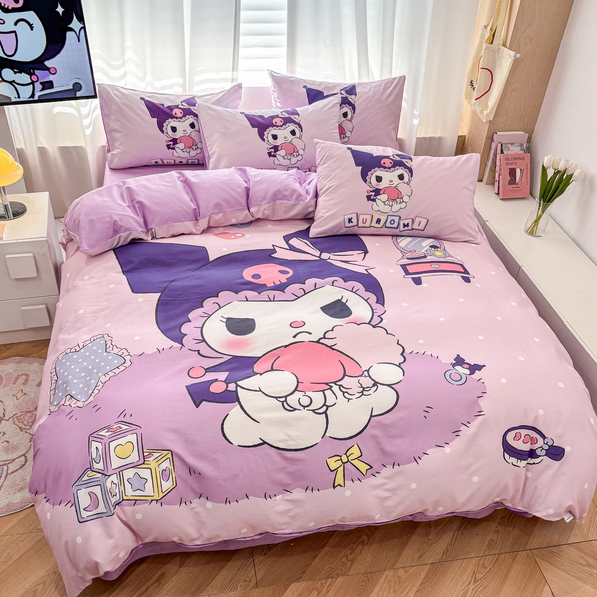 91家纺网 家纺一手货源 找家纺 孩子王家纺 2026新款卡通全棉纯棉正版授权大版三丽鸥系列四件套 美妆库洛米