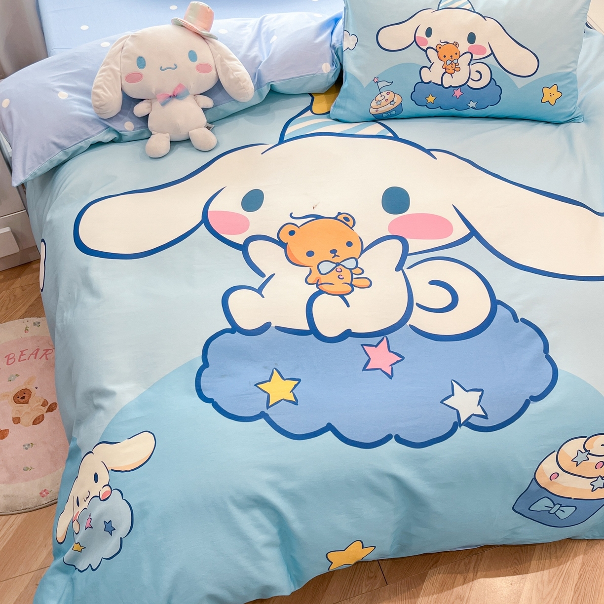 91家纺网 家纺一手货源 找家纺 孩子王家纺 2026新款卡通全棉纯棉正版授权大版三丽鸥系列四件套 棉花糖大耳狗