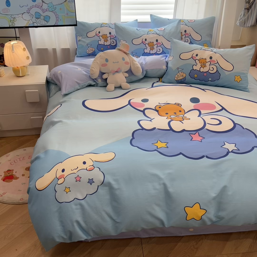 91家纺网 家纺一手货源 找家纺 孩子王家纺 2026新款卡通全棉纯棉正版授权大版三丽鸥系列四件套 棉花糖大耳狗