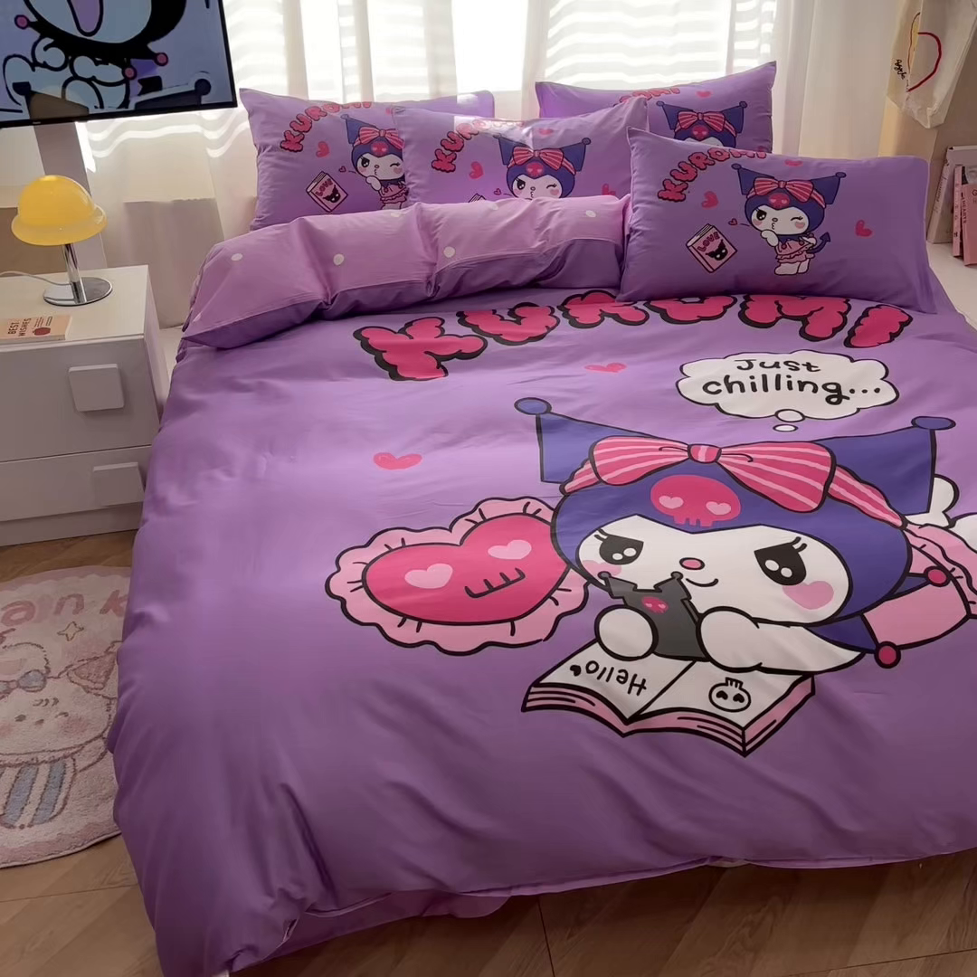 91家纺网 家纺一手货源 找家纺 孩子王家纺 2026新款卡通全棉纯棉正版授权大版三丽鸥系列四件套 睡梦库洛米