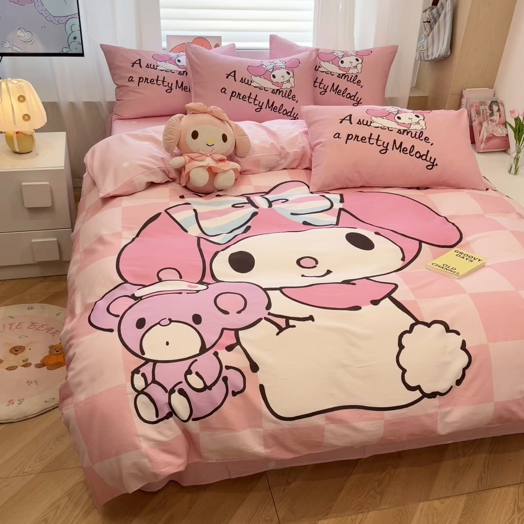 91家纺网 家纺一手货源 找家纺 孩子王家纺 2026新款卡通全棉纯棉正版授权大版三丽鸥系列四件套 好伙伴