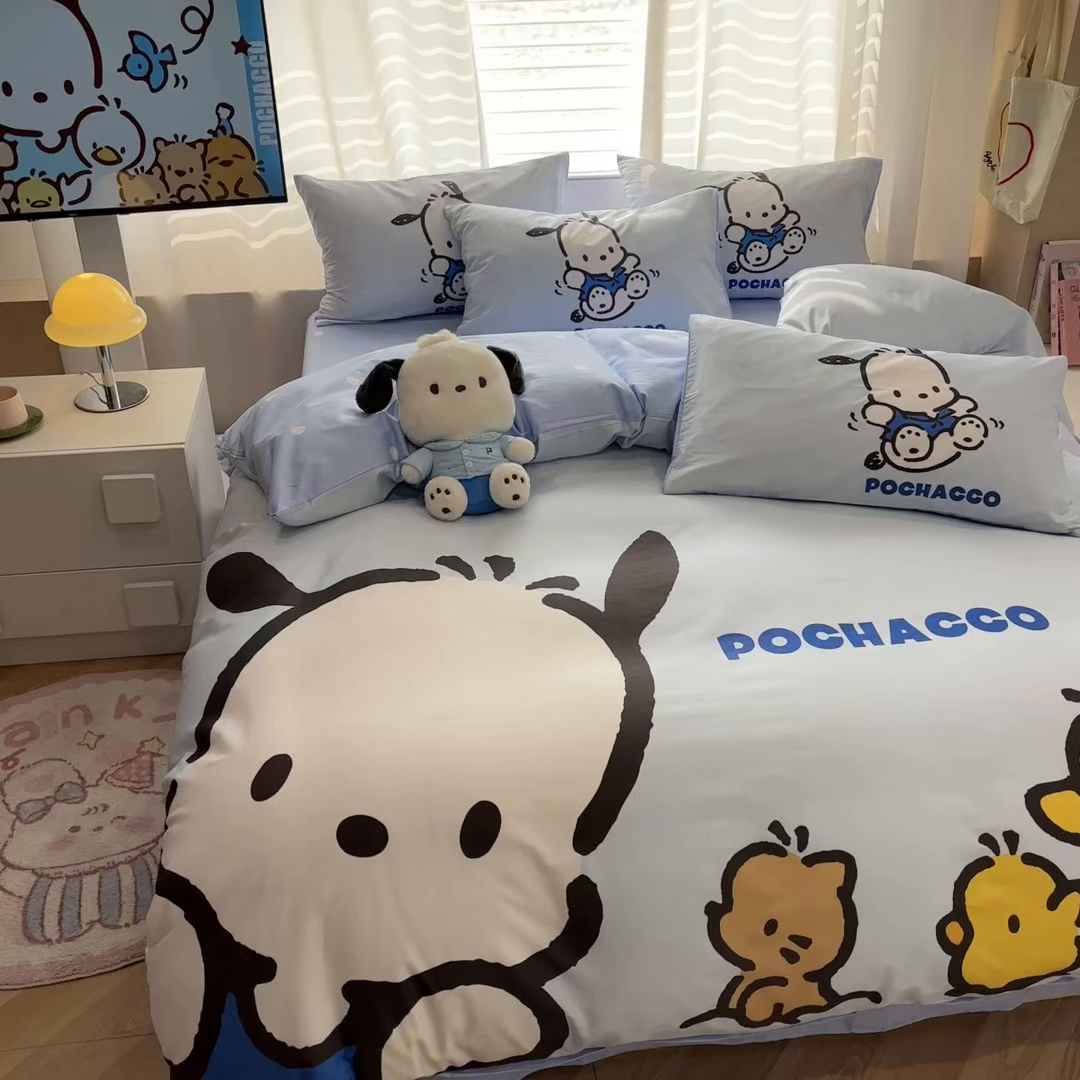 91家纺网 家纺一手货源 找家纺 孩子王家纺 2026新款卡通全棉纯棉正版授权大版三丽鸥系列四件套 童年帕恰