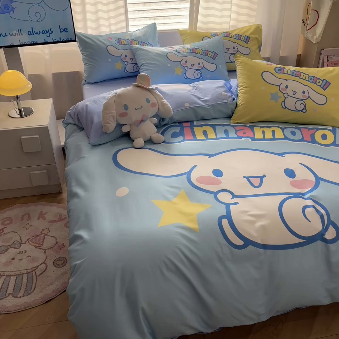 91家纺网 家纺一手货源 找家纺 孩子王家纺 2026新款卡通全棉纯棉正版授权大版三丽鸥系列四件套 星光大耳狗