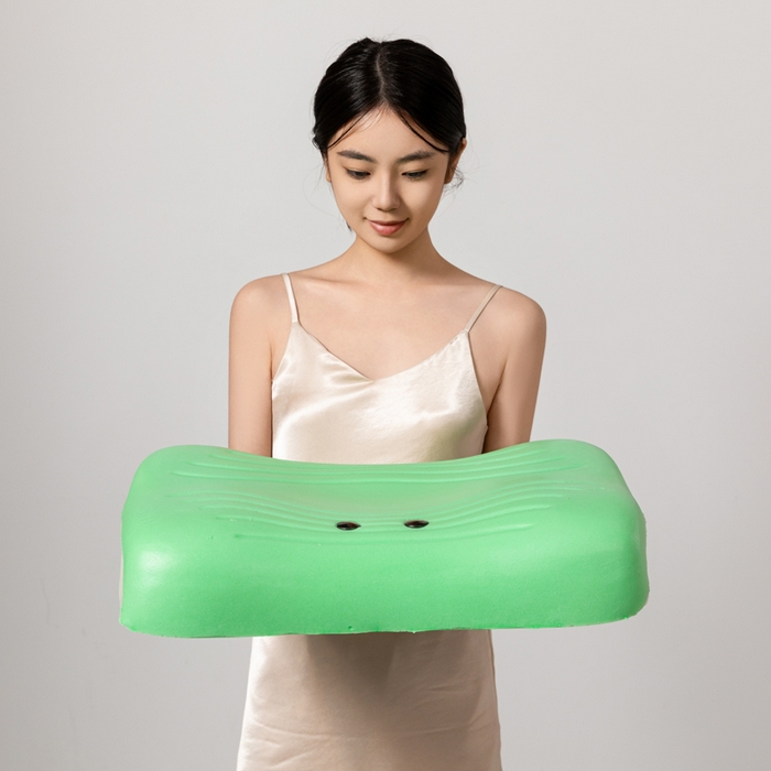 91家纺网 家纺一手货源 找家纺 七夜居 2026新款磁石枕玉石枕生物基聚氨酯零压力双拼慢回弹枕芯枕头 粉玉