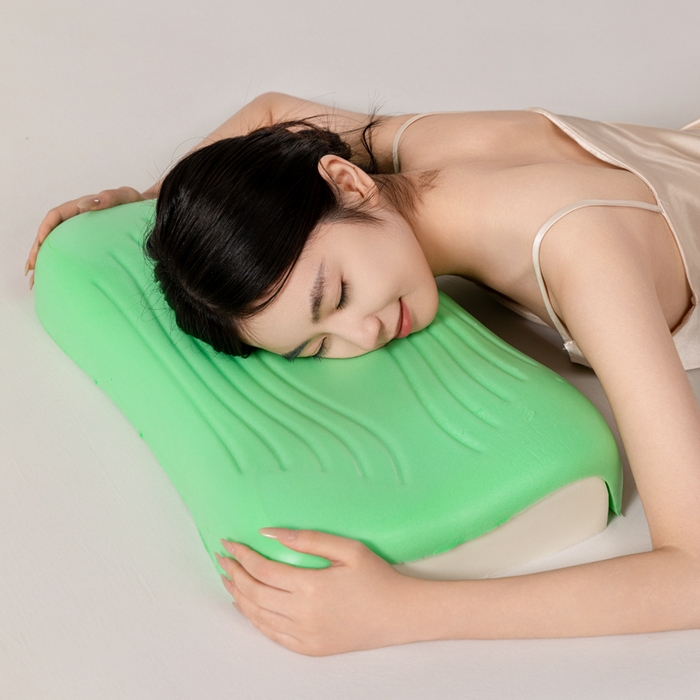 91家纺网 家纺一手货源 找家纺 七夜居 2026新款磁石枕玉石枕生物基聚氨酯零压力双拼慢回弹枕芯枕头 粉玉