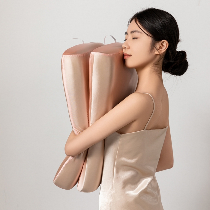 91家纺网 家纺一手货源 找家纺 七夜居 2026新款磁石枕玉石枕生物基聚氨酯零压力双拼慢回弹枕芯枕头 粉玉