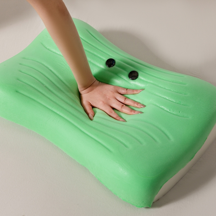 91家纺网 家纺一手货源 找家纺 七夜居 2026新款磁石枕玉石枕生物基聚氨酯零压力双拼慢回弹枕芯枕头 粉玉