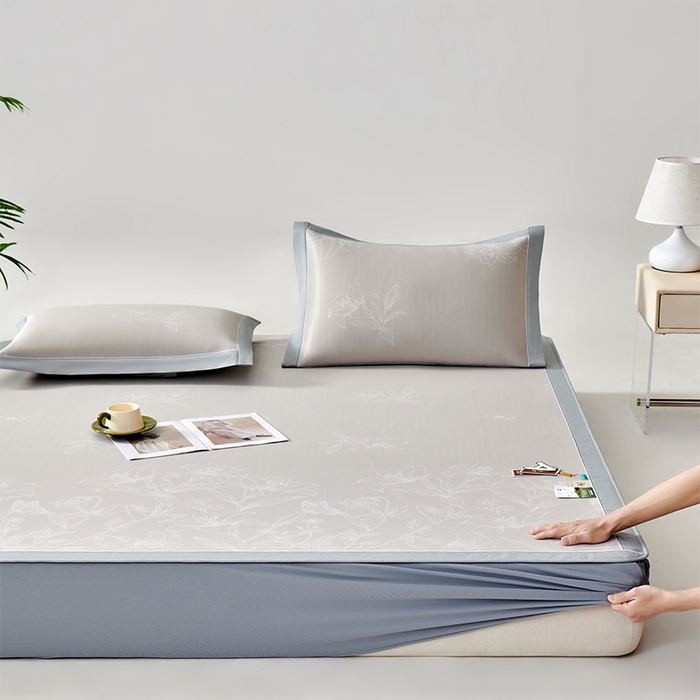 （总）小牛席业 2026新款【实拍风格】双PE凉感-百合清凉冰丝席系列（床笠款）凉席藤席冰藤席冰丝席竹席