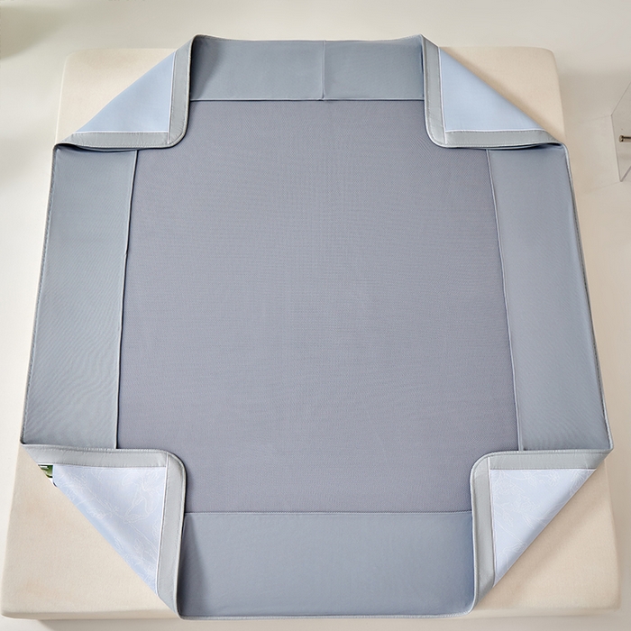 91家纺网 家纺一手货源 找家纺 小牛席业 2026新款【实拍风格】双PE凉感-百合清凉冰丝席系列（床笠款） 蓝色