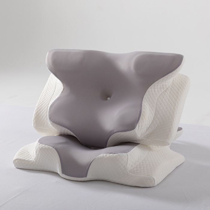 91家纺网 家纺一手货源 找家纺 七夜居 2026新款跨境支撑性牛角枕飞机枕碟形枕枕头慢回弹枕芯 灰色