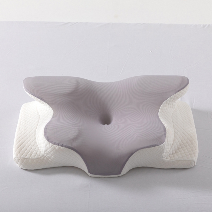 91家纺网 家纺一手货源 找家纺 七夜居 2026新款跨境支撑性牛角枕飞机枕碟形枕枕头慢回弹枕芯 灰色