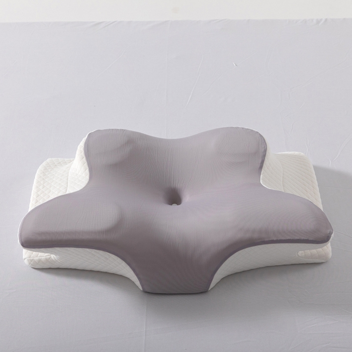 91家纺网 家纺一手货源 找家纺 七夜居 2026新款跨境支撑性牛角枕飞机枕碟形枕枕头慢回弹枕芯 灰色