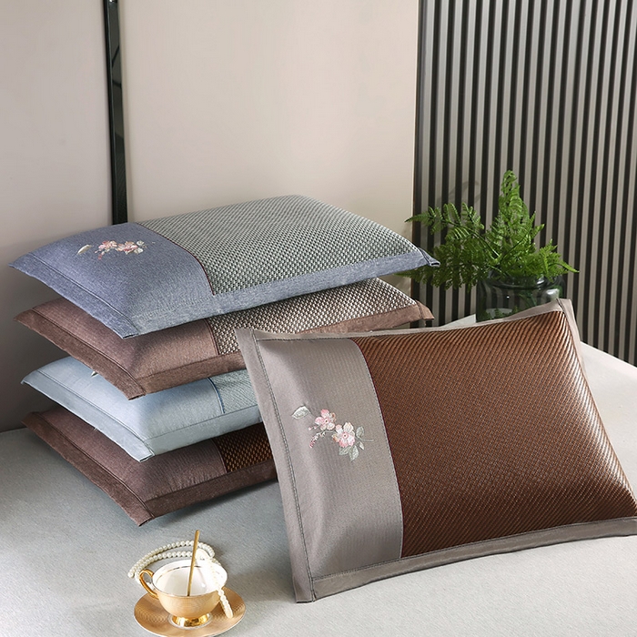 91家纺网 家纺一手货源 找家纺 小牛席业 2026新款冰藤夏凉枕套【中式刺绣】 组合图