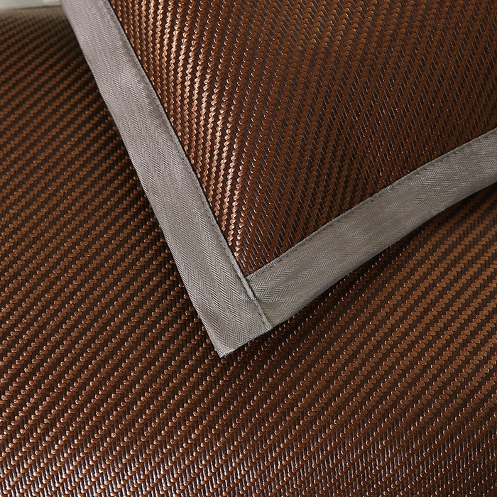 91家纺网 家纺一手货源 找家纺 小牛席业 2026新款冰藤夏凉枕套【中式刺绣】 斜纹冰藤黑咖