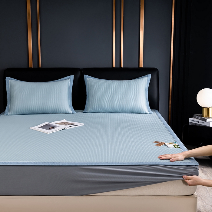 91家纺网 家纺一手货源 找家纺 （总）小牛席业 2026新款经典款-千鸟格冷感豆豆席系列（床笠款）