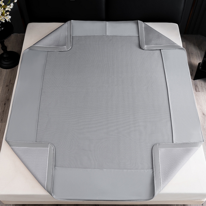 91家纺网 家纺一手货源 找家纺 小牛席业 2026新款经典款-千鸟格冷感豆豆席系列（床笠款） 灰色