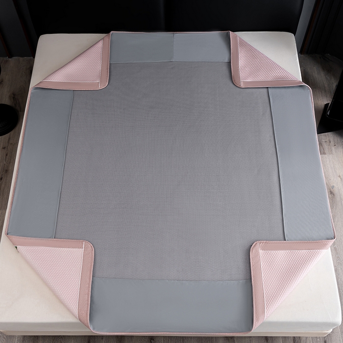 91家纺网 家纺一手货源 找家纺 小牛席业 2026新款经典款-千鸟格冷感豆豆席系列（床笠款） 粉色