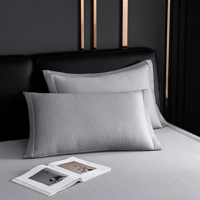 91家纺网 家纺一手货源 找家纺 小牛席业 2026新款经典款-千鸟格冷感豆豆席系列（床笠款） 灰色