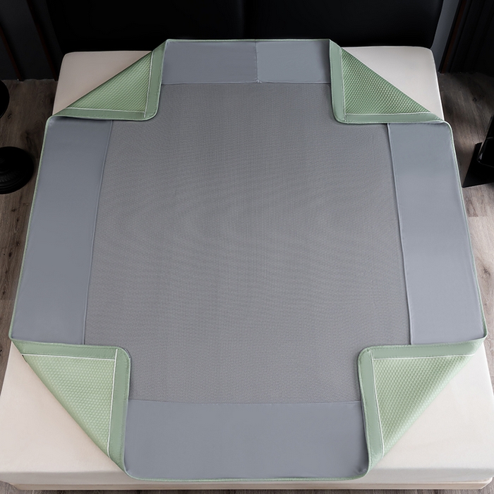 91家纺网 家纺一手货源 找家纺 小牛席业 2026新款经典款-千鸟格冷感豆豆席系列（床笠款） 绿色