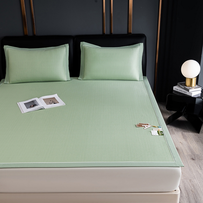 91家纺网 家纺一手货源 找家纺 小牛席业 2026新款经典款-千鸟格冷感豆豆席系列 绿色