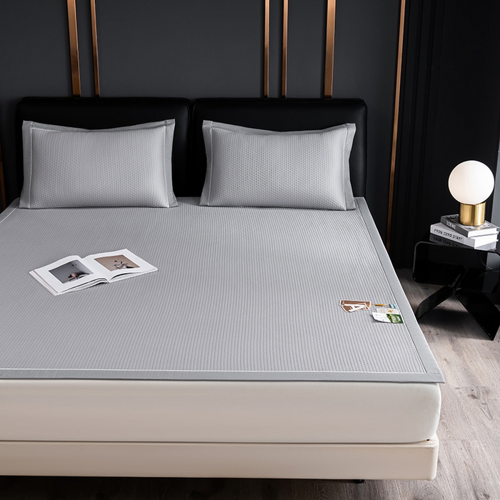 91家纺网 家纺一手货源 找家纺 小牛席业 2026新款经典款-千鸟格冷感豆豆席系列 灰色