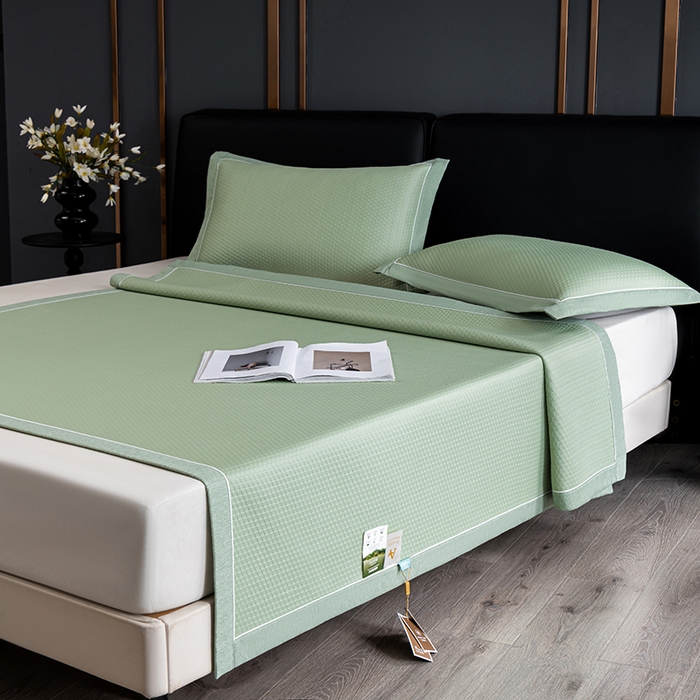 91家纺网 家纺一手货源 找家纺 小牛席业 2026新款经典款-千鸟格冷感豆豆席系列 绿色