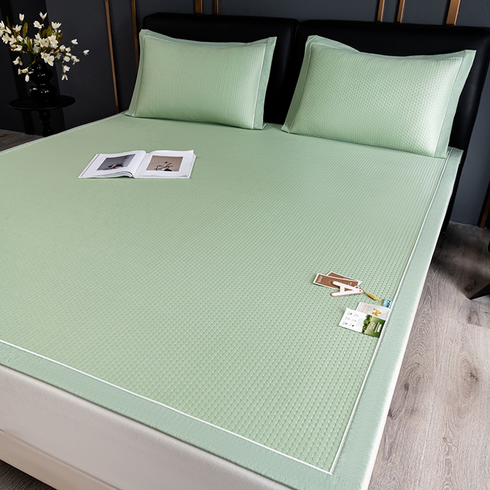 91家纺网 家纺一手货源 找家纺 小牛席业 2026新款经典款-千鸟格冷感豆豆席系列 绿色