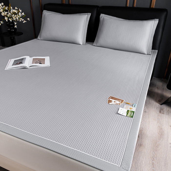 91家纺网 家纺一手货源 找家纺 小牛席业 2026新款经典款-千鸟格冷感豆豆席系列 灰色